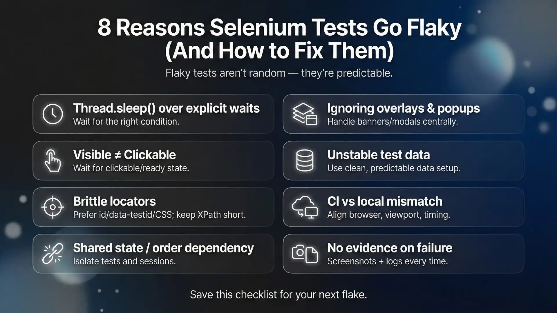 Common mistakes that cause flaky Selenium tests