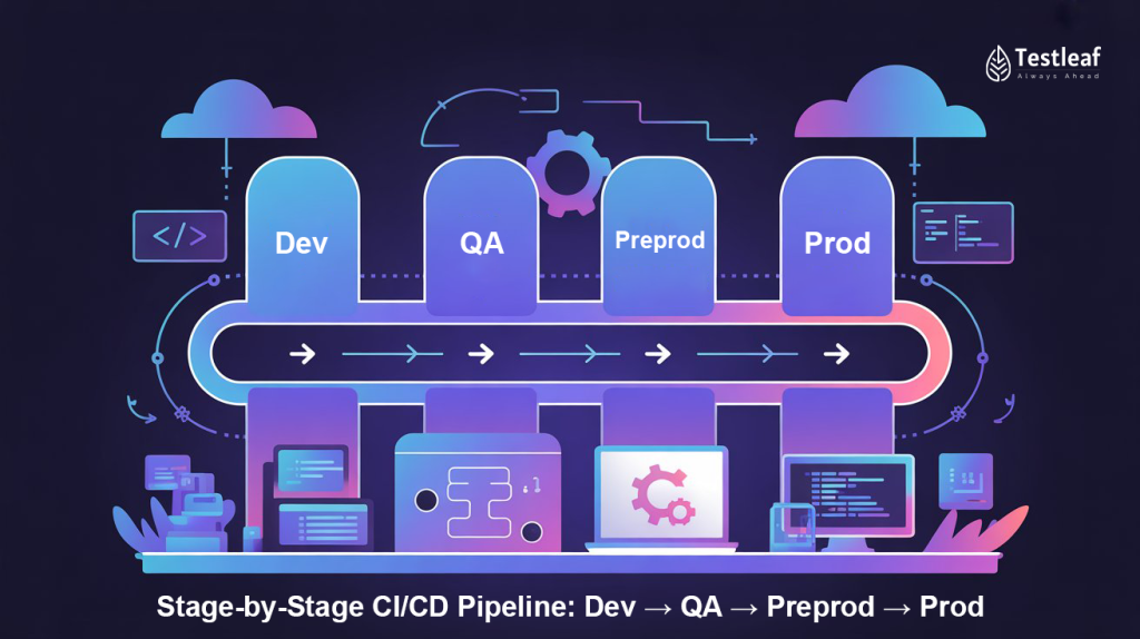 Stage-by-Stage CI-CD Pipeline- Dev → QA → Preprod → Prod
