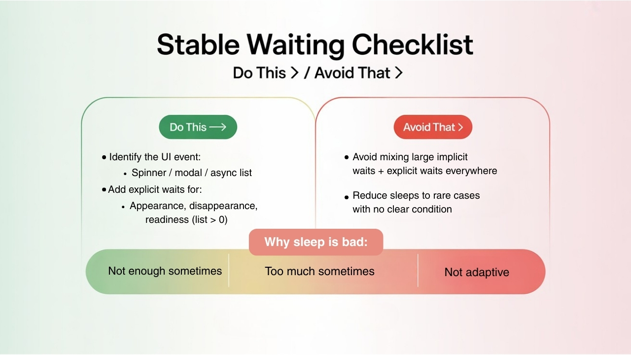 Stable Waiting Checklist (Do This, Avoid That)